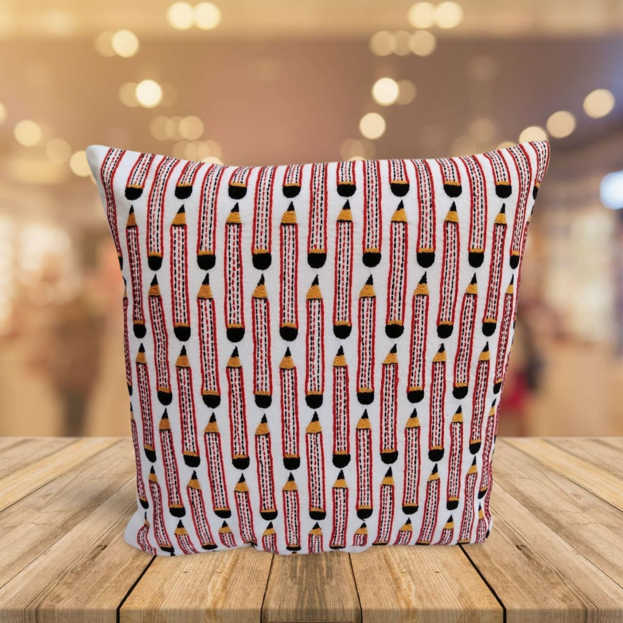 Hand embroidered cushion cover