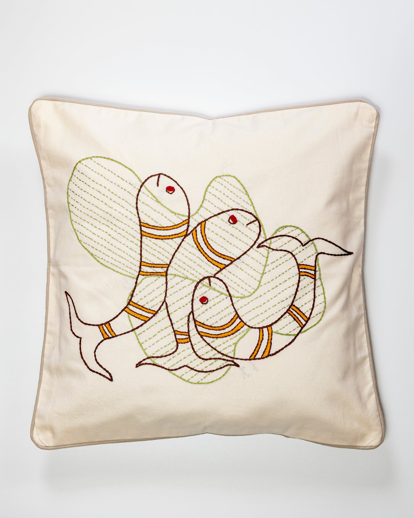 Hand embroidered cushion cover