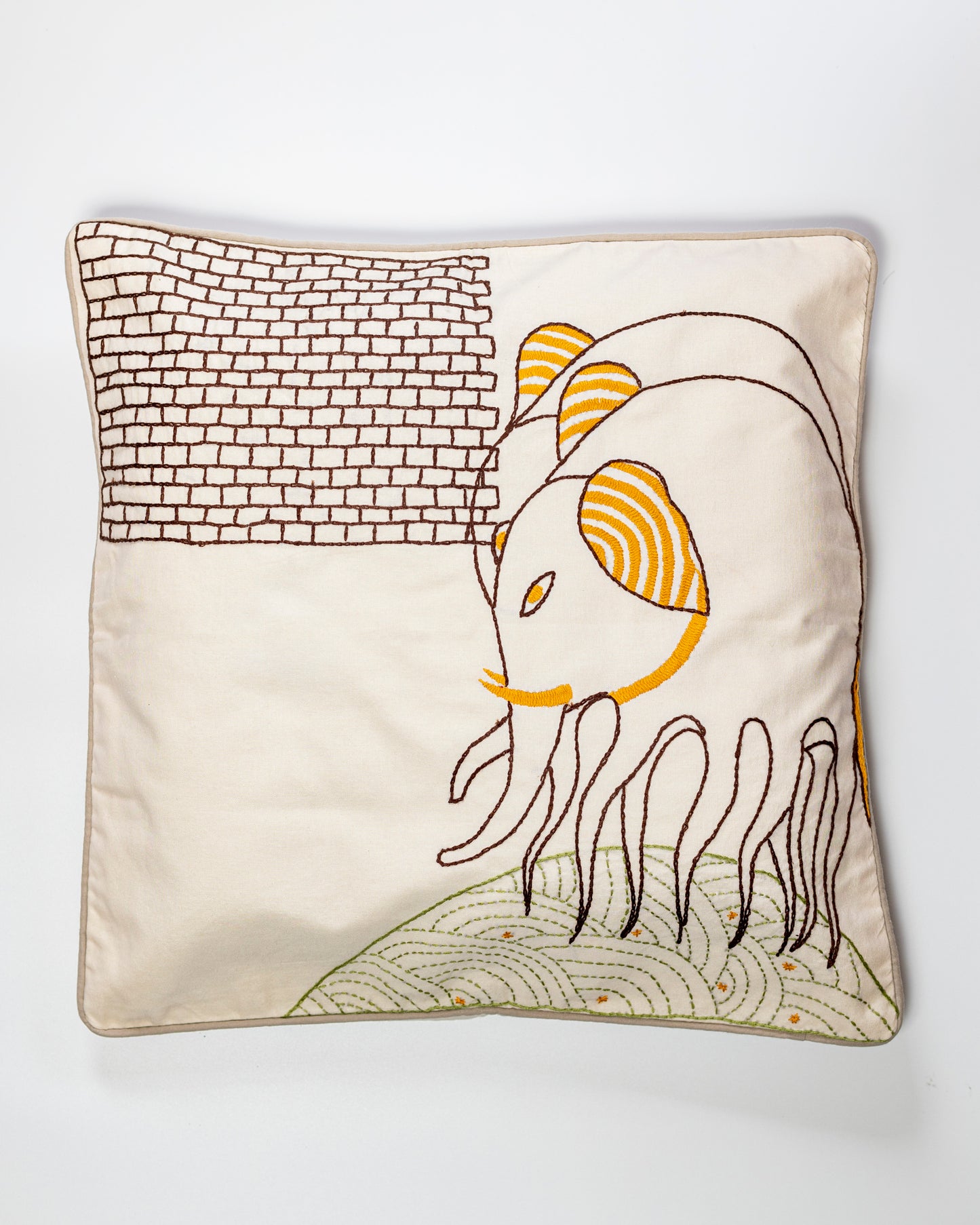 Hand embroidered cushion cover