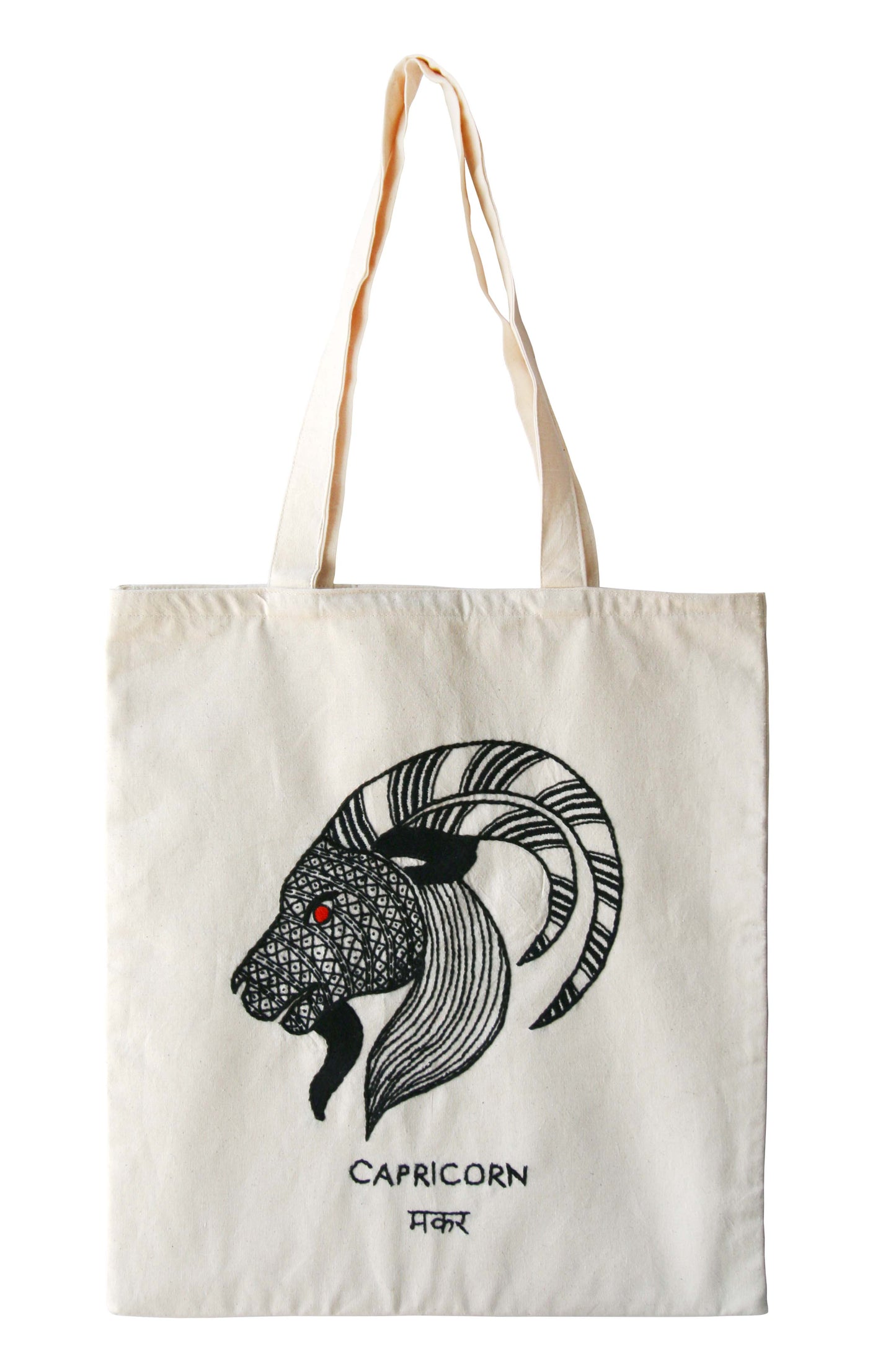 Hand-Embroidered Zodiac Sign Tote Bag – 100% Cotton | Unique Handmade Gift