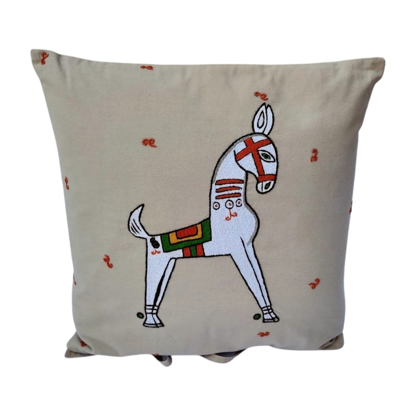 Hand embroidered cushion cover