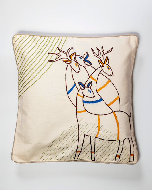 Hand embroidered cushion cover