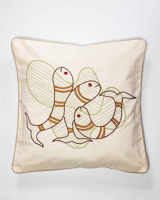 Hand embroidered cushion cover