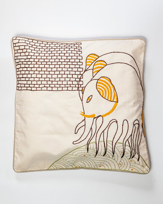 Hand embroidered cushion cover