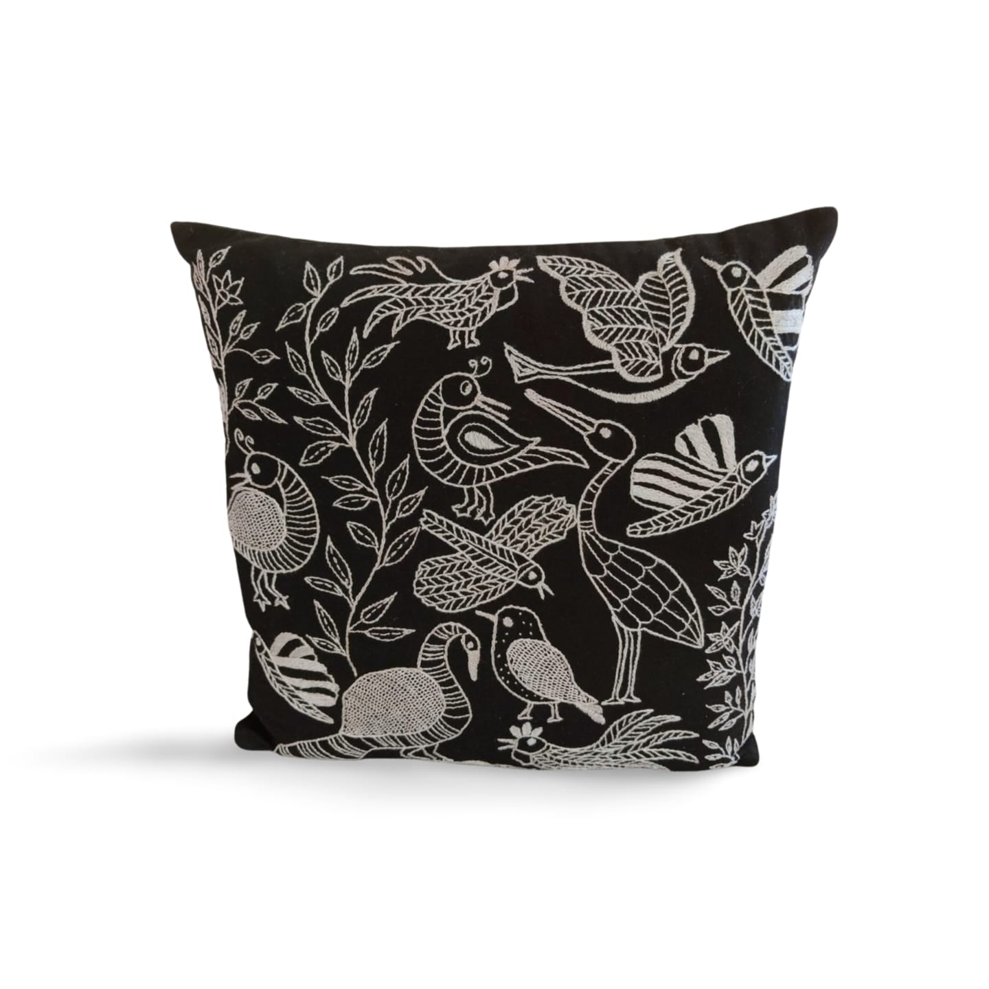 Hand embroidered cushion cover