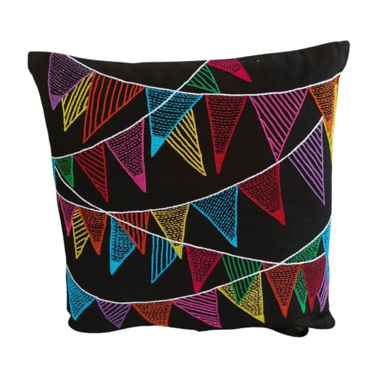 Hand embroidered cushion cover
