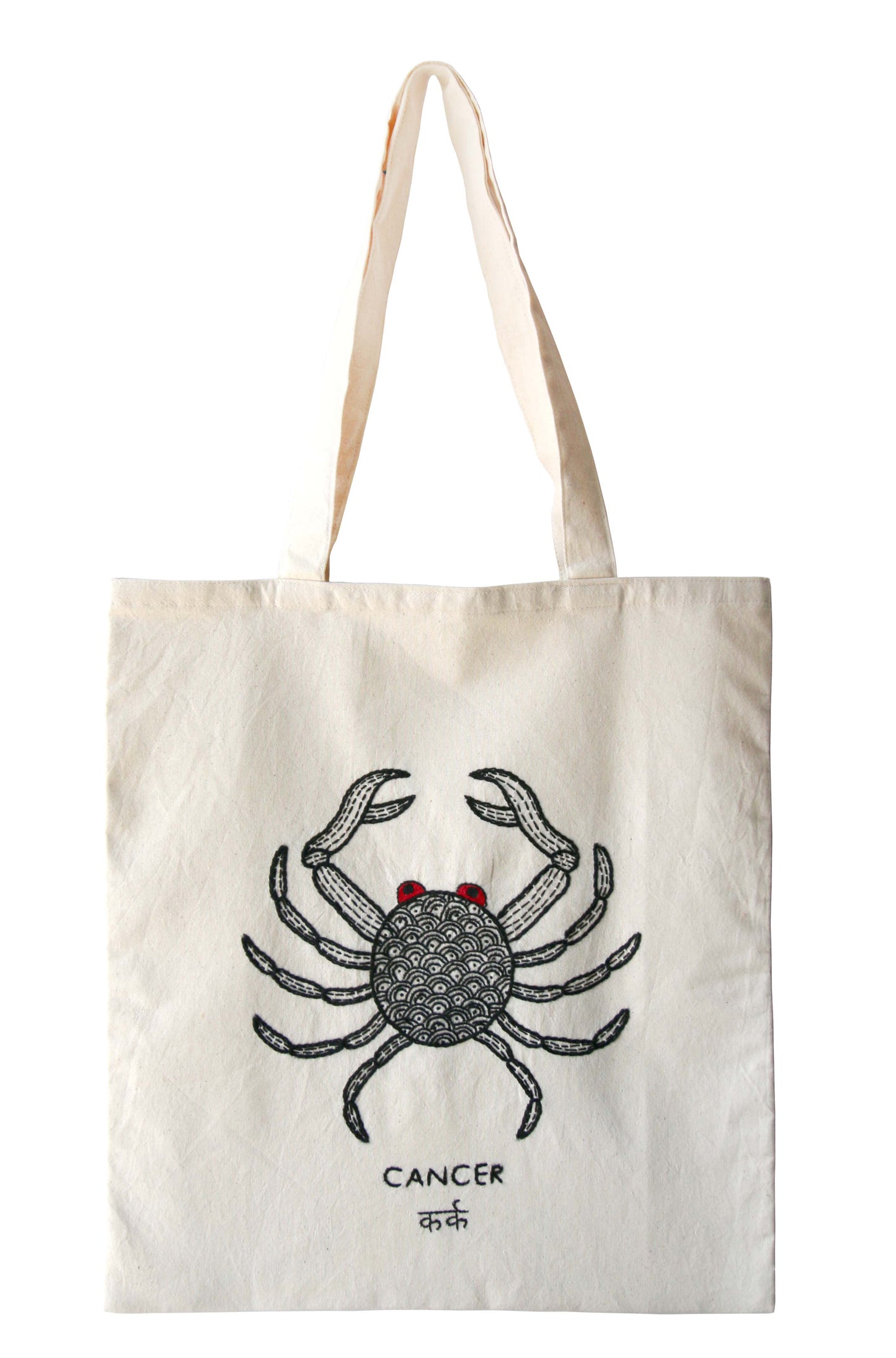 Hand-Embroidered Zodiac Sign Tote Bag – 100% Cotton | Unique Handmade Gift