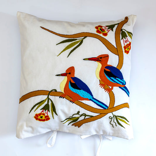 Hand embroidered cushion cover