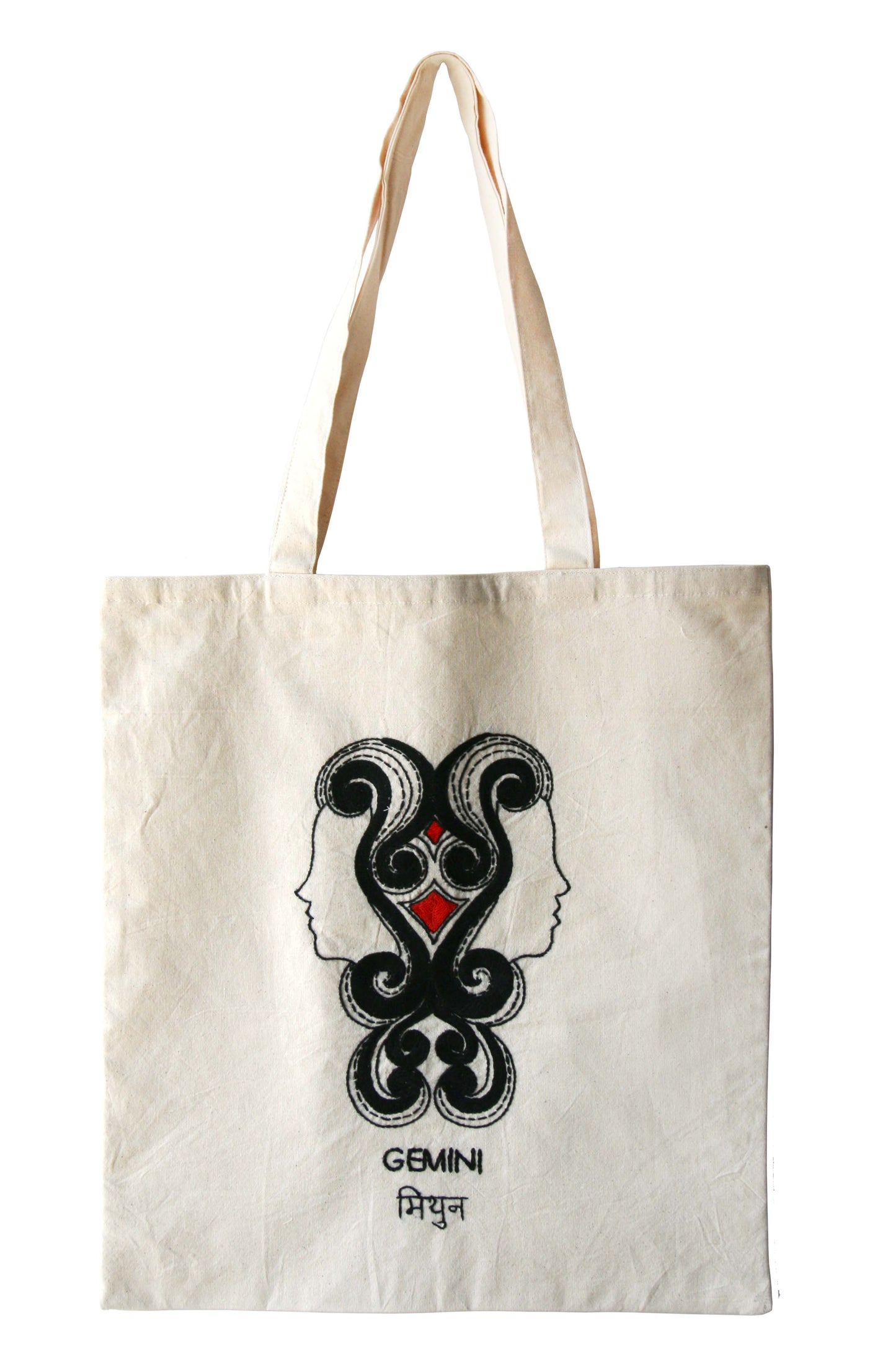 Hand-Embroidered Zodiac Sign Tote Bag – 100% Cotton | Unique Handmade Gift