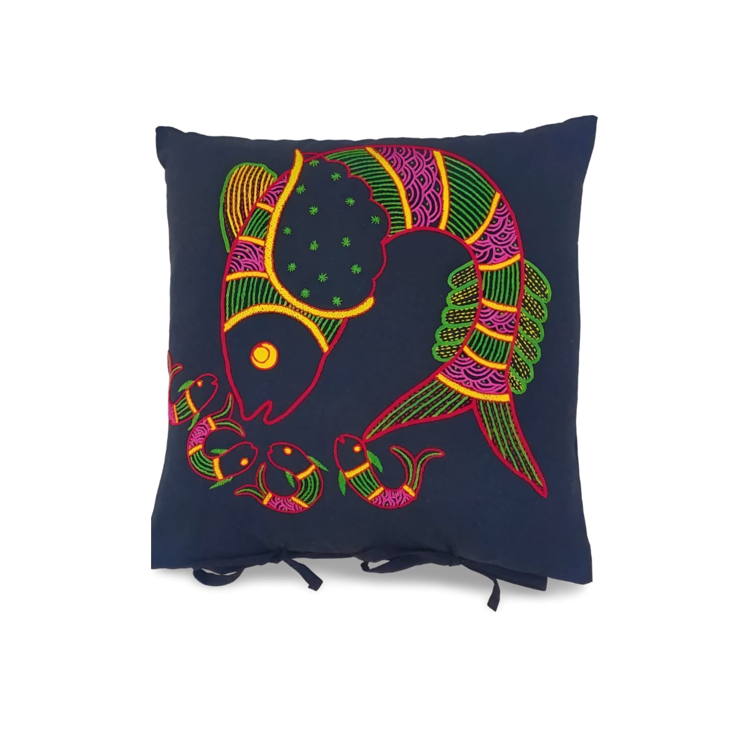 Hand embroidered cushion cover