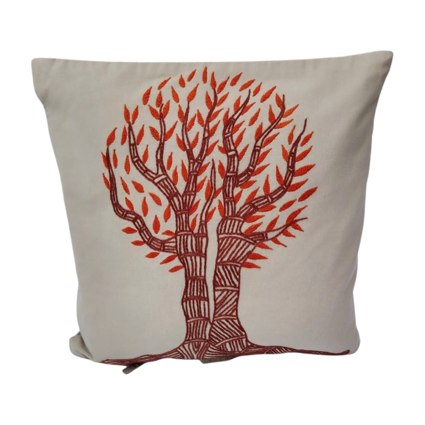 Hand embroidered cushion cover