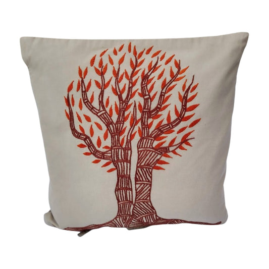 Hand embroidered cushion cover