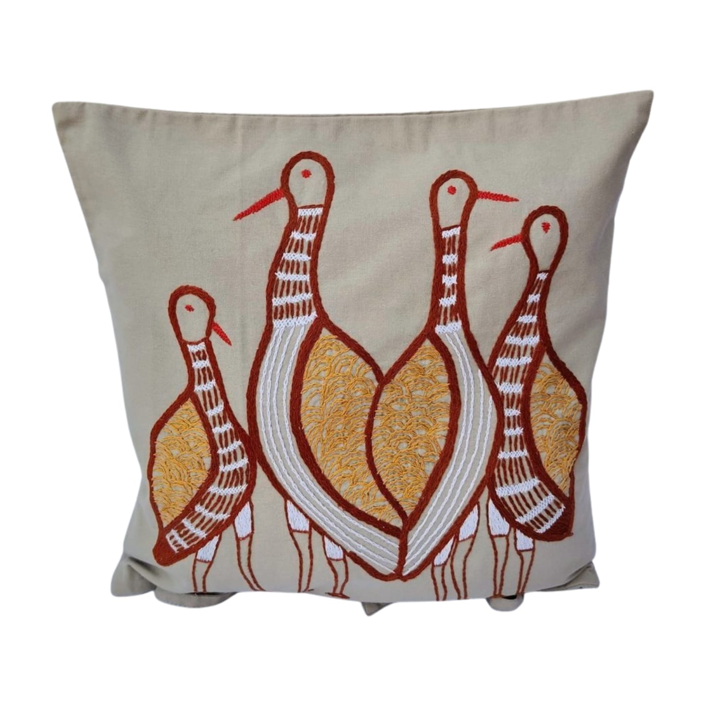 Hand embroidered cushion cover