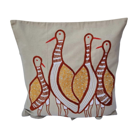 Hand embroidered cushion cover