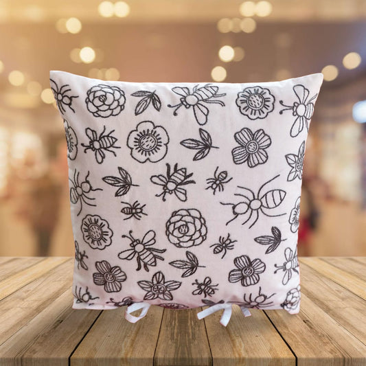 Hand embroidered cushion cover