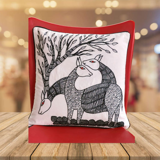 Hand embroidered cushion cover