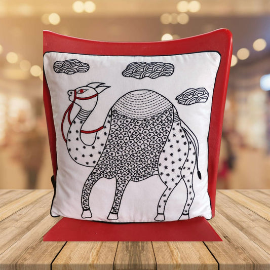 Hand embroidered cushion cover