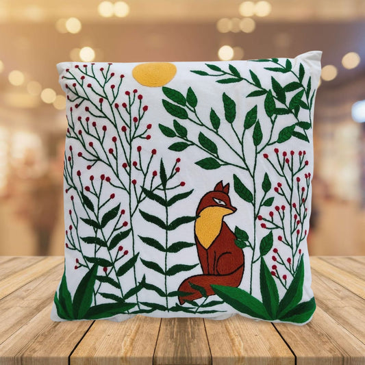 Hand embroidered cushion cover