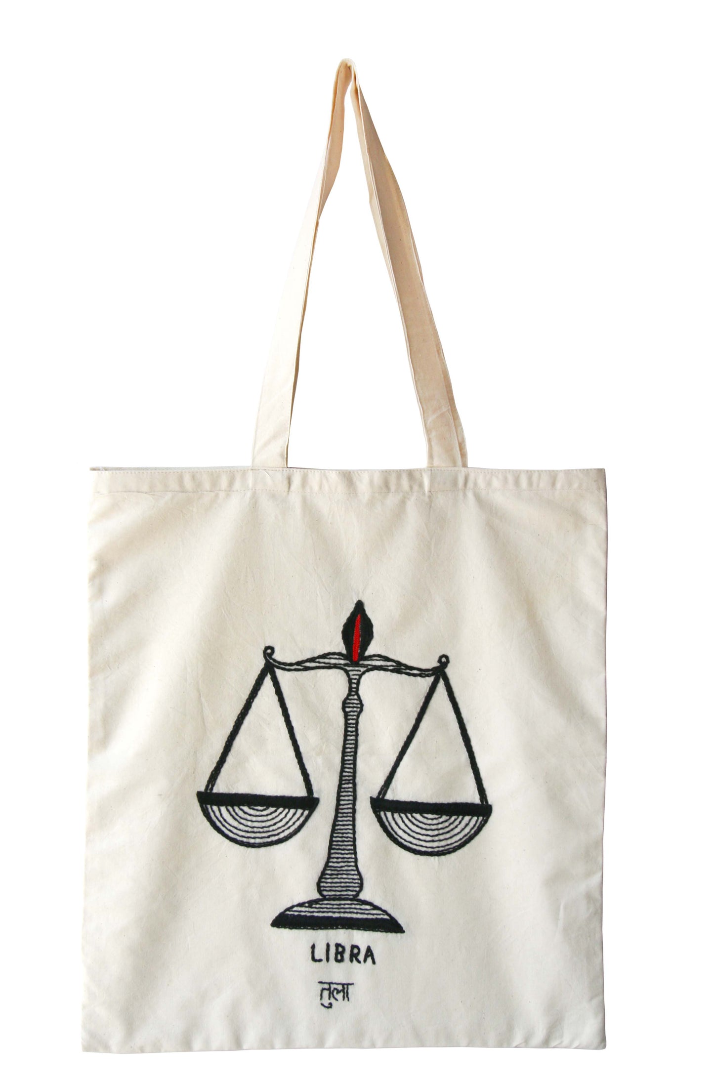 Hand-Embroidered Zodiac Sign Tote Bag – 100% Cotton | Unique Handmade Gift