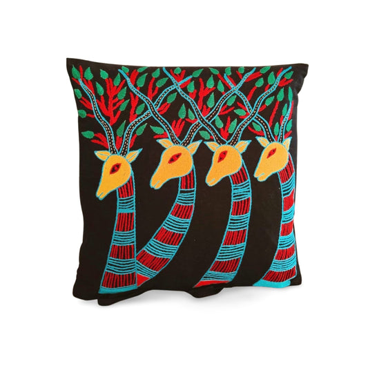 Hand embroidered cushion cover