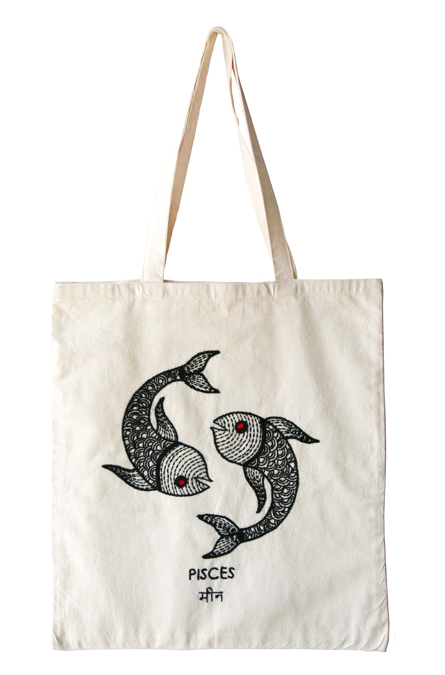 Hand-Embroidered Zodiac Sign Tote Bag – 100% Cotton | Unique Handmade Gift