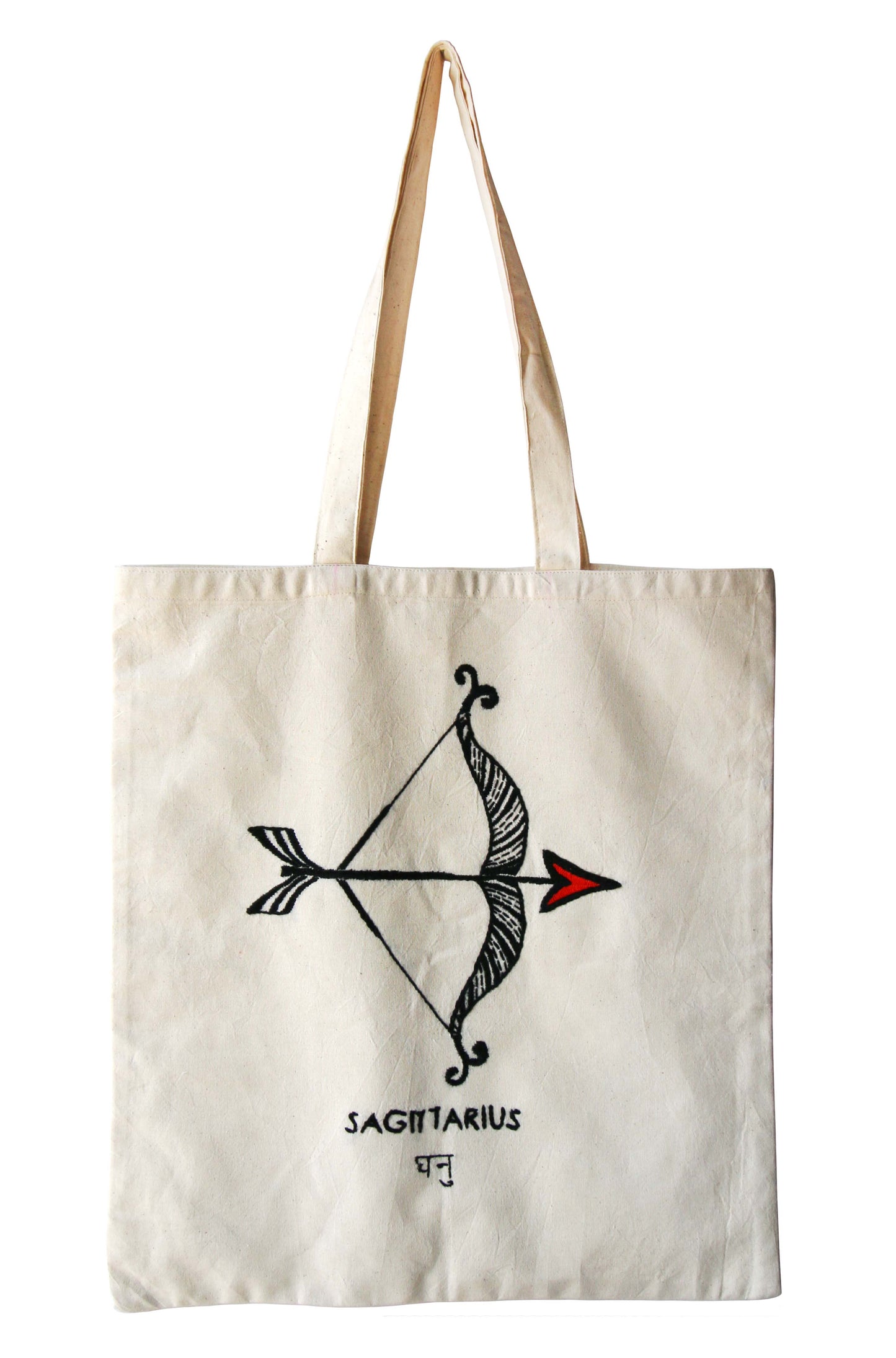 Hand-Embroidered Zodiac Sign Tote Bag – 100% Cotton | Unique Handmade Gift