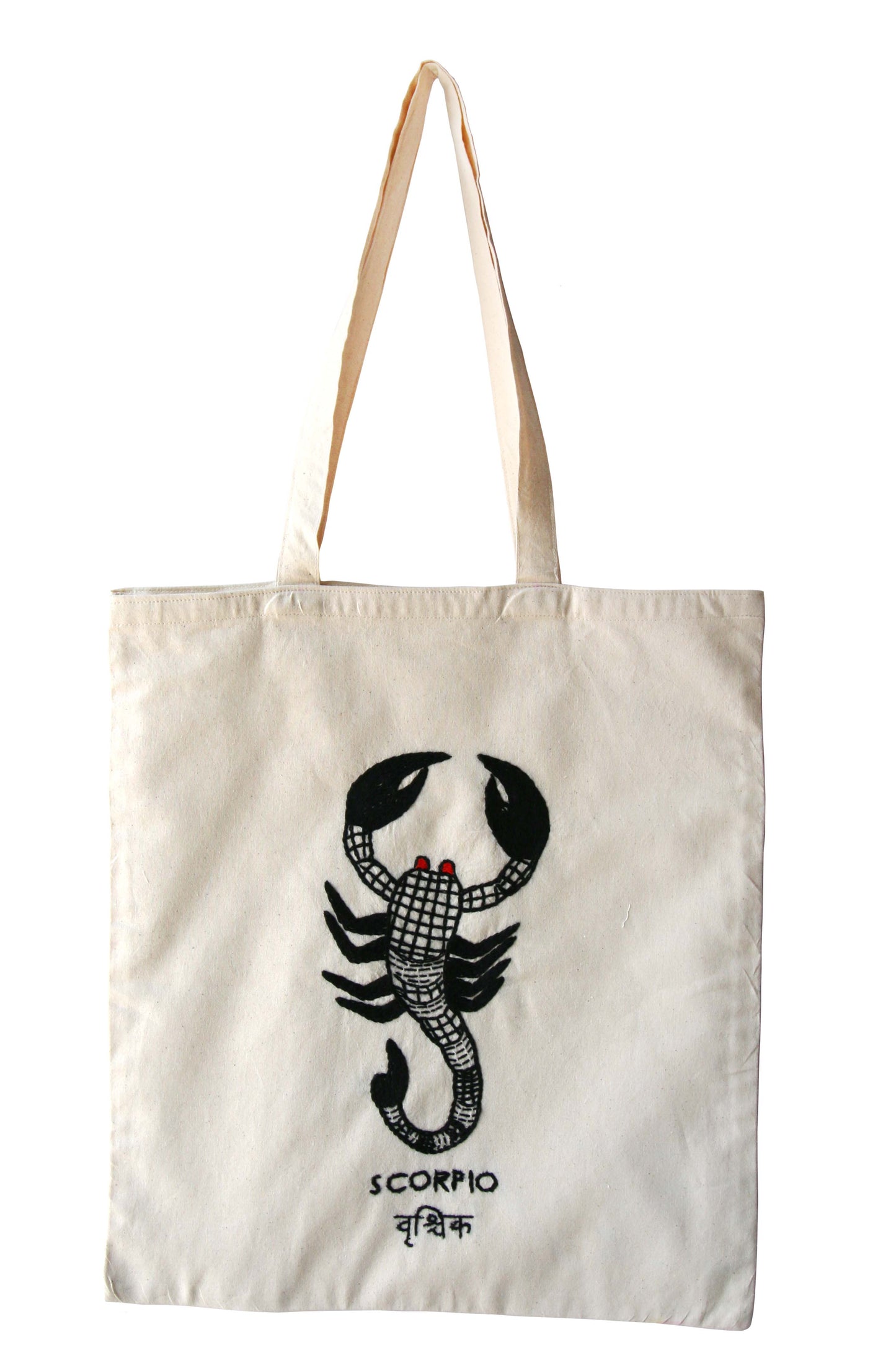 Hand-Embroidered Zodiac Sign Tote Bag – 100% Cotton | Unique Handmade Gift