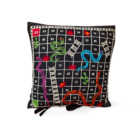 Hand embroidered cushion cover