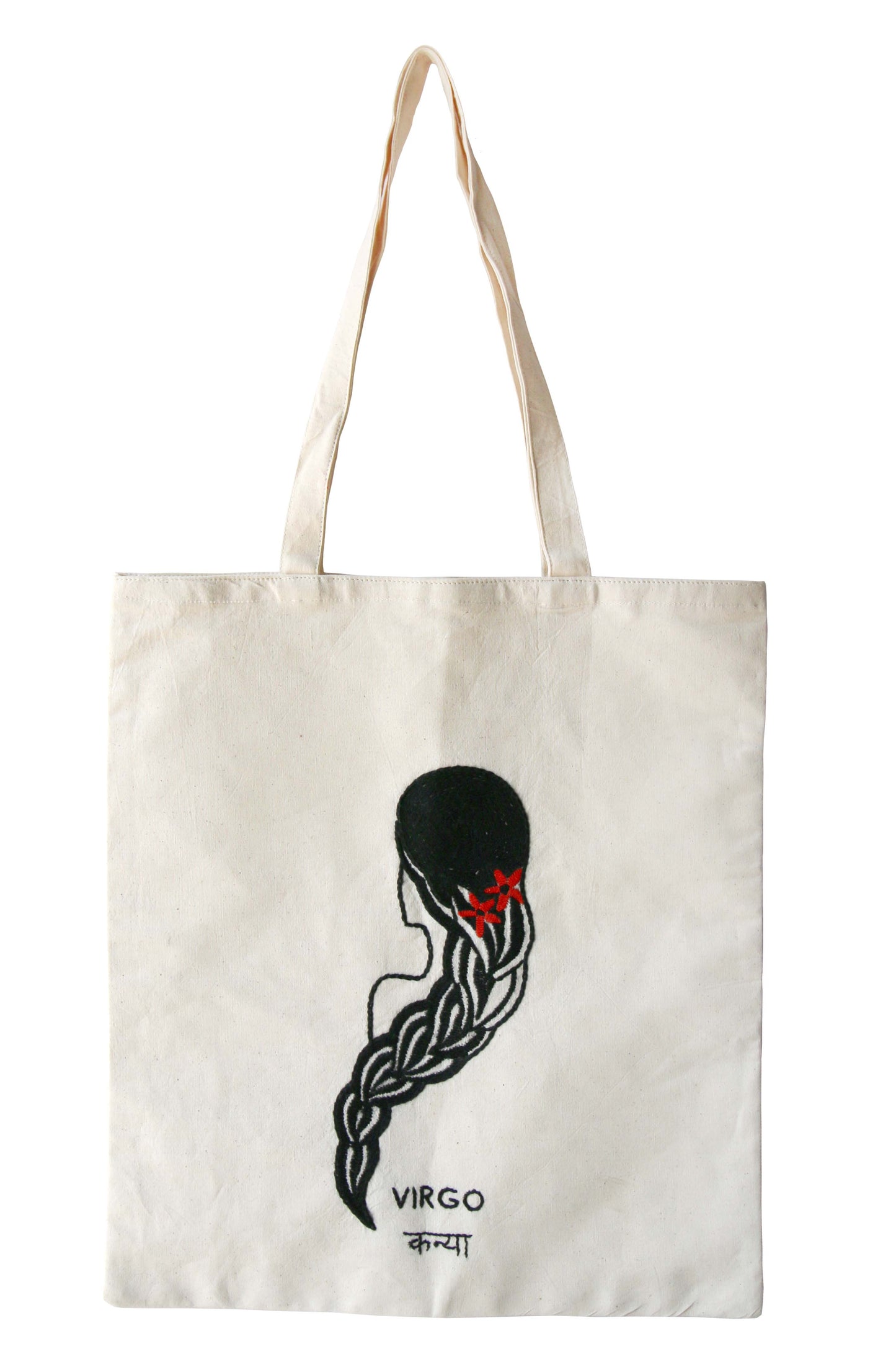 Hand-Embroidered Zodiac Sign Tote Bag – 100% Cotton | Unique Handmade Gift