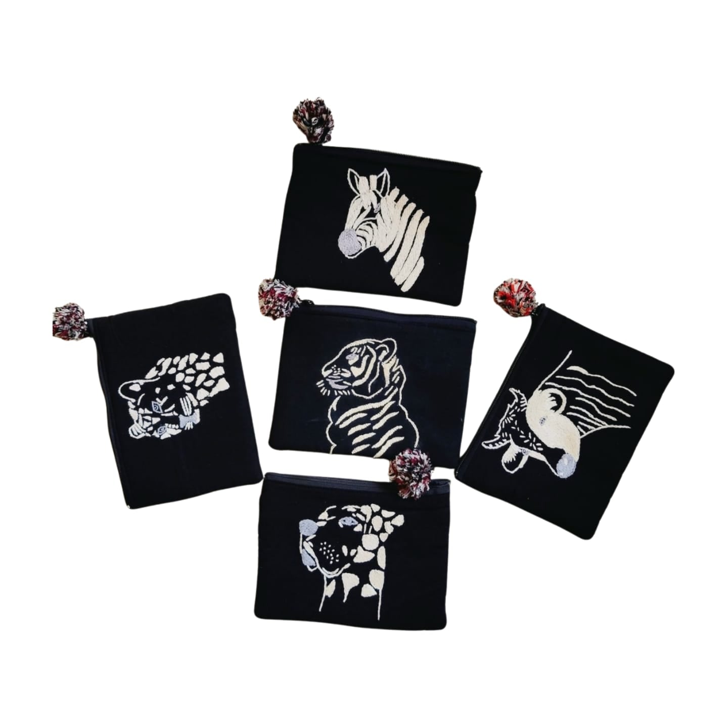 Hand Embroidered Zipper Purse